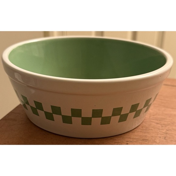 Gibson‎ Everyday White Bowl With Green Checkered Microwave Safe 7" - Picture 3 of 6